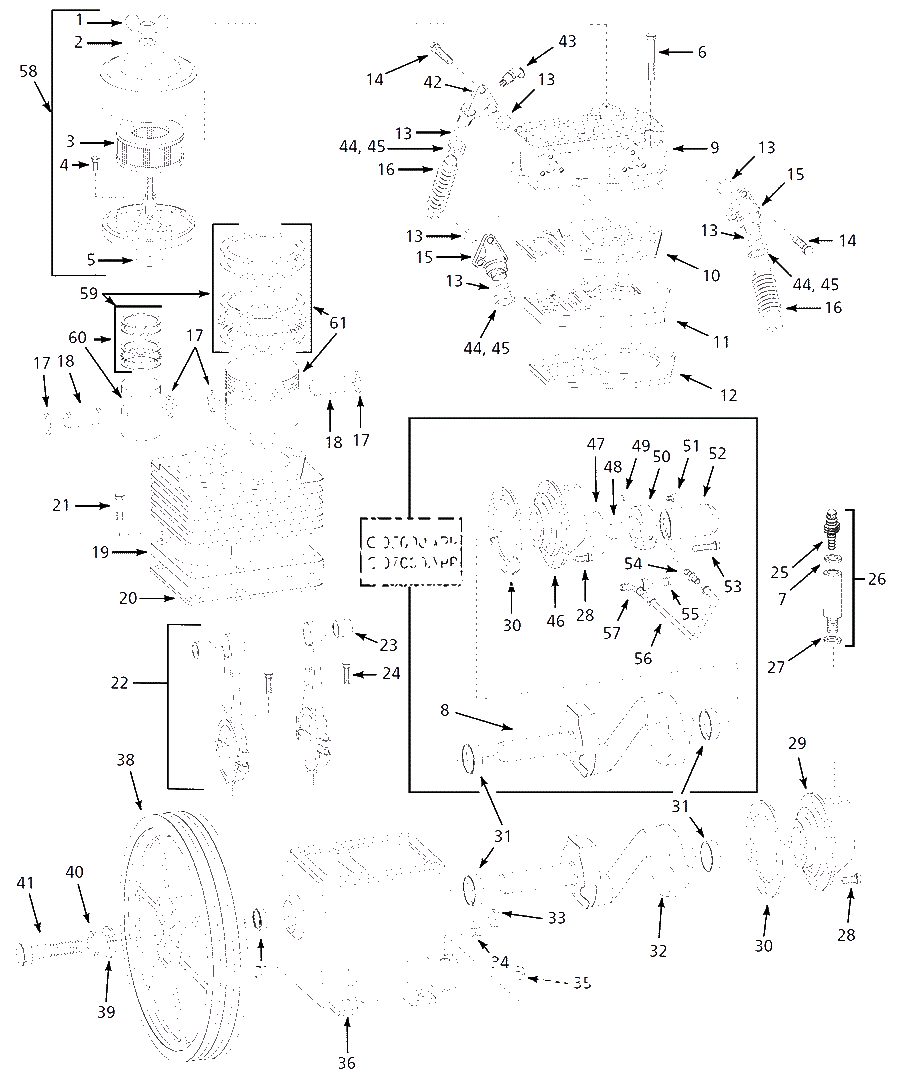Pump Parts Diagram and Parts List for CI50000PC  Campbell Hausfeld Compressor